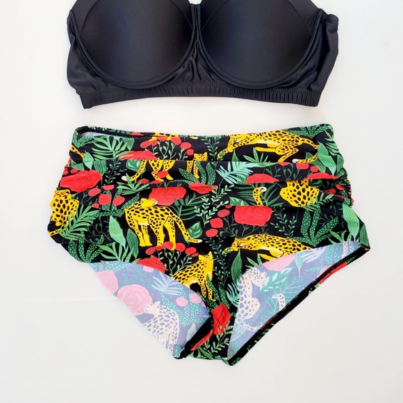 Tempt Me Women Two Piece Vintage Swimsuit Retro Halter Ruched High Waist Bikini - Picture 7 of 7